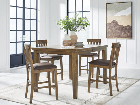 Urbinforte Counter Height Dining Table and 4 Barstools in Light Brown from Ashley - Luna Furniture