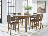 Urbinforte Counter Height Dining Table and 6 Barstools in Light Brown from Ashley - Luna Furniture