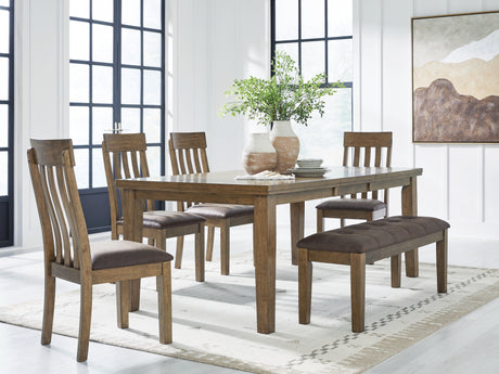 Urbinforte Dining Table and 4 Chairs and Bench in Light Brown from Ashley - Luna Furniture