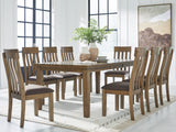 Urbinforte Dining Table and 8 Chairs in Light Brown from Ashley - Luna Furniture