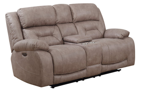 Aria Desert Sand Dual-Power Reclining Console Loveseat from Steve Silver - Luna Furniture