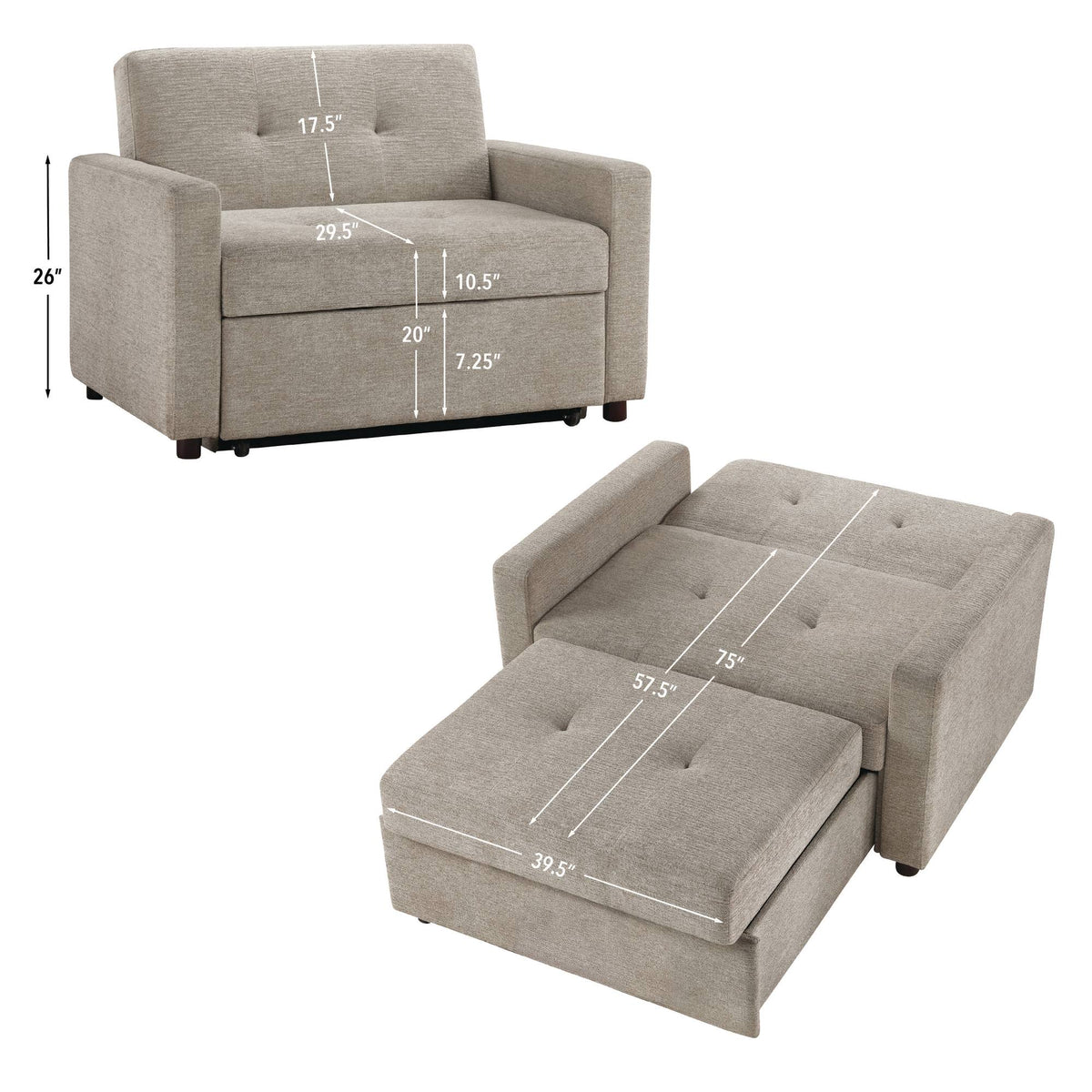 Noah Brown Convertible Sleeper Chair-and-a-Half from Steve Silver - Luna Furniture