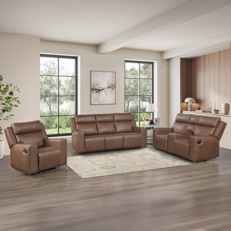 Barron 3-Piece Manual Reclining Brown Vegan Leather Set from Steve Silver - Luna Furniture