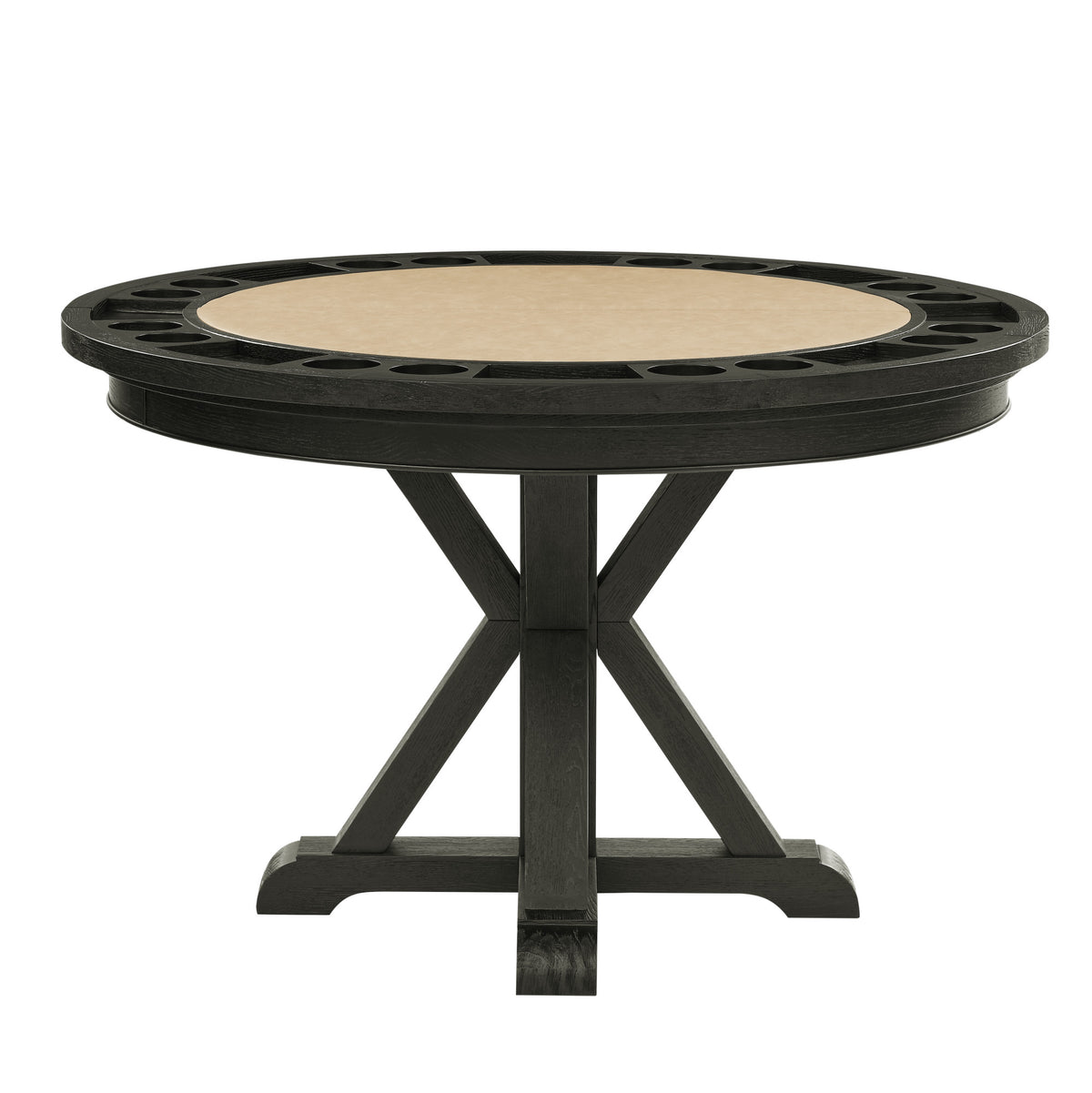 Rylie Black 48" Round Counter Dining Table with 4 Drawers and Game Top from Steve Silver - Luna Furniture