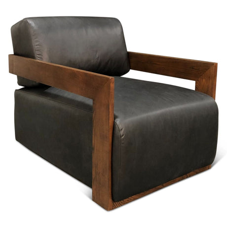 Maison Harper Accent Chair in Charme Black Leather from Home Trends & Design - Luna Furniture
