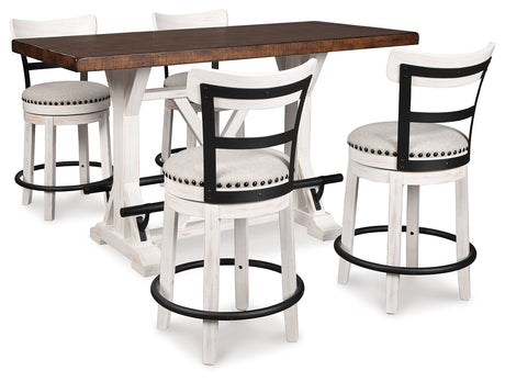 Valebeck Counter Height Dining Table and 4 Barstools in White from Ashley - Luna Furniture
