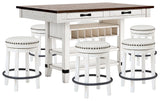 Valebeck Counter Height Dining Table and 6 Barstools from Ashley - Luna Furniture