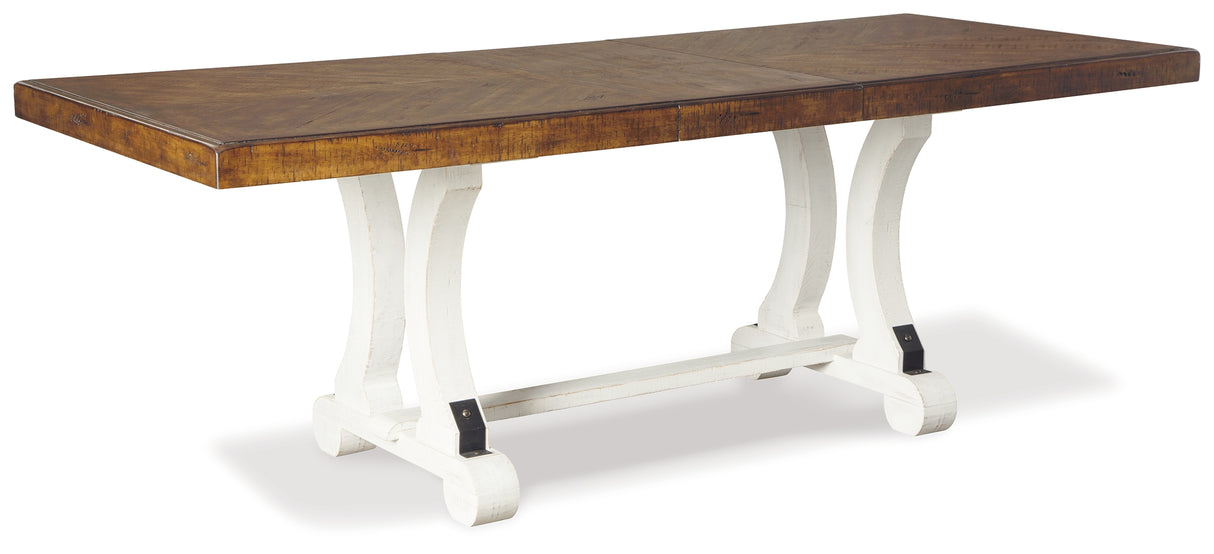Valebeck Dining Table and 8 Chairs with Storage in White/Brown from Ashley Furniture - Luna Furniture