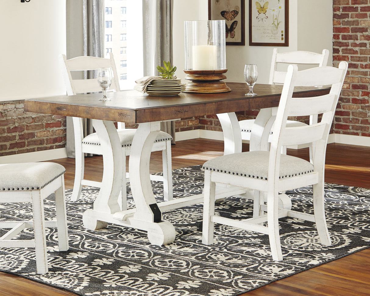 Valebeck Dining Table and 8 Chairs with Storage in White/Brown from Ashley Furniture - Luna Furniture