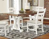 Valebeck Dining Table and 8 Chairs with Storage in White/Brown from Ashley Furniture - Luna Furniture