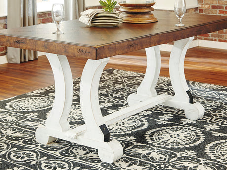 Valebeck Dining Table and 8 Chairs with Storage in White/Brown from Ashley - Luna Furniture