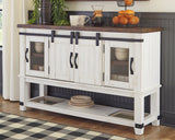 Valebeck Dining Table and 8 Chairs with Storage in White/Brown from Ashley Furniture - Luna Furniture