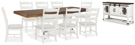 Valebeck Dining Table and 8 Chairs with Storage in White/Brown from Ashley Furniture - Luna Furniture