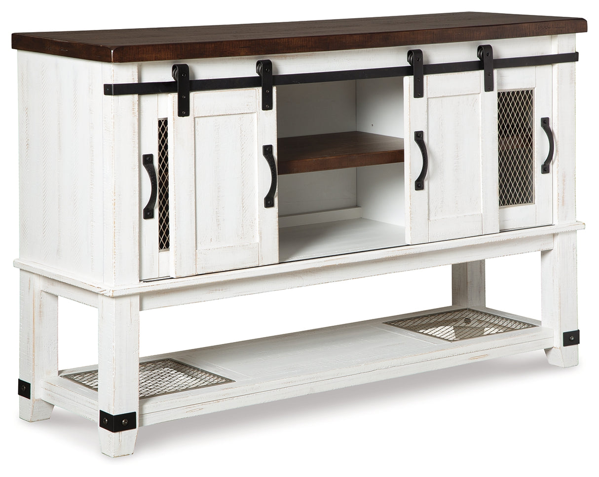 Valebeck Dining Table and 8 Chairs with Storage in White/Brown from Ashley Furniture - Luna Furniture