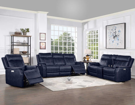 Valencia Ocean Blue Dual-Power Reclining Console Loveseat from Steve Silver - Luna Furniture