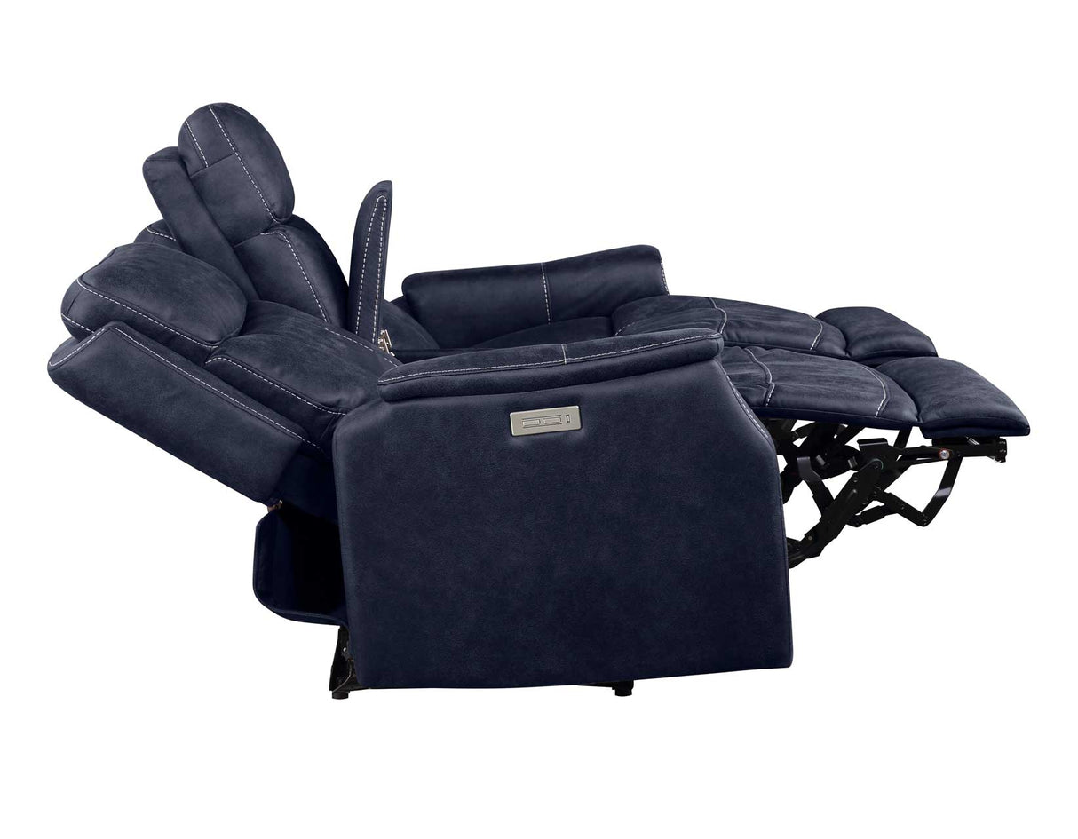 Valencia Ocean Blue Dual-Power Reclining Console Loveseat from Steve Silver - Luna Furniture