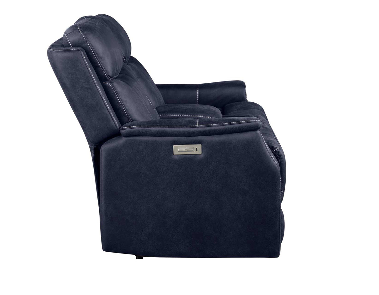 Valencia Ocean Blue Dual-Power Reclining Console Loveseat from Steve Silver - Luna Furniture