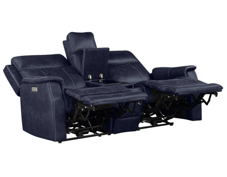 Valencia Ocean Blue Dual-Power Reclining Console Loveseat from Steve Silver - Luna Furniture