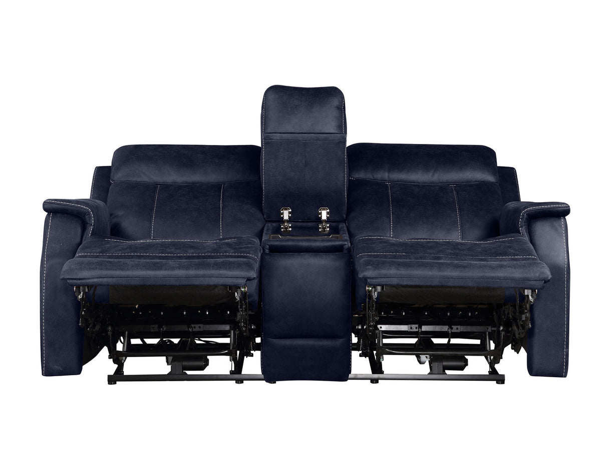 Valencia Ocean Blue Dual-Power Reclining Console Loveseat from Steve Silver - Luna Furniture