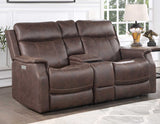 Valencia Walnut Dual Power Reclining Loveseat with Console from Steve Silver - Luna Furniture