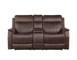 Valencia Walnut Dual Power Reclining Loveseat with Console from Steve Silver - Luna Furniture
