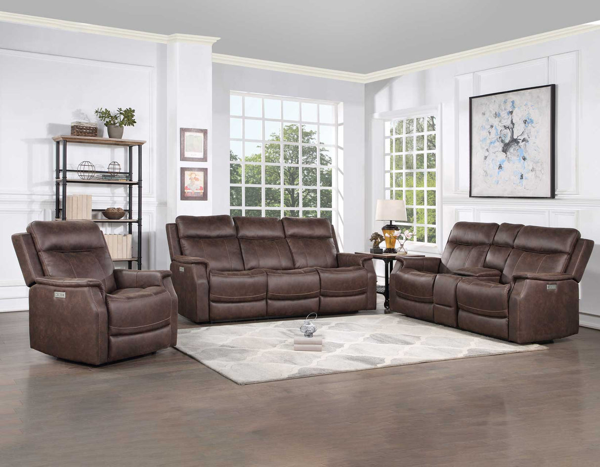 Valencia Walnut Dual Power Reclining Loveseat with Console from Steve Silver - Luna Furniture