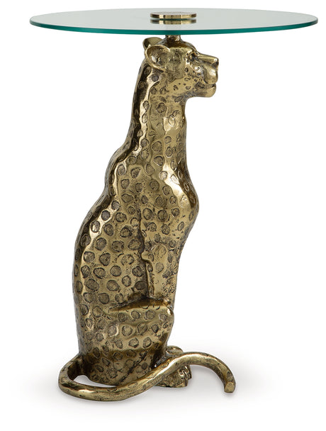 Vallain Antique Gold Finish Accent Table from Ashley - Luna Furniture