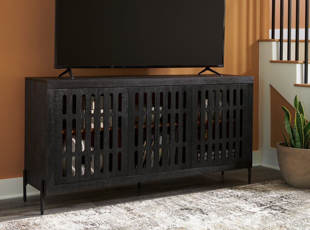Vallisburg Black/Natural Accent Cabinet from Ashley - Luna Furniture