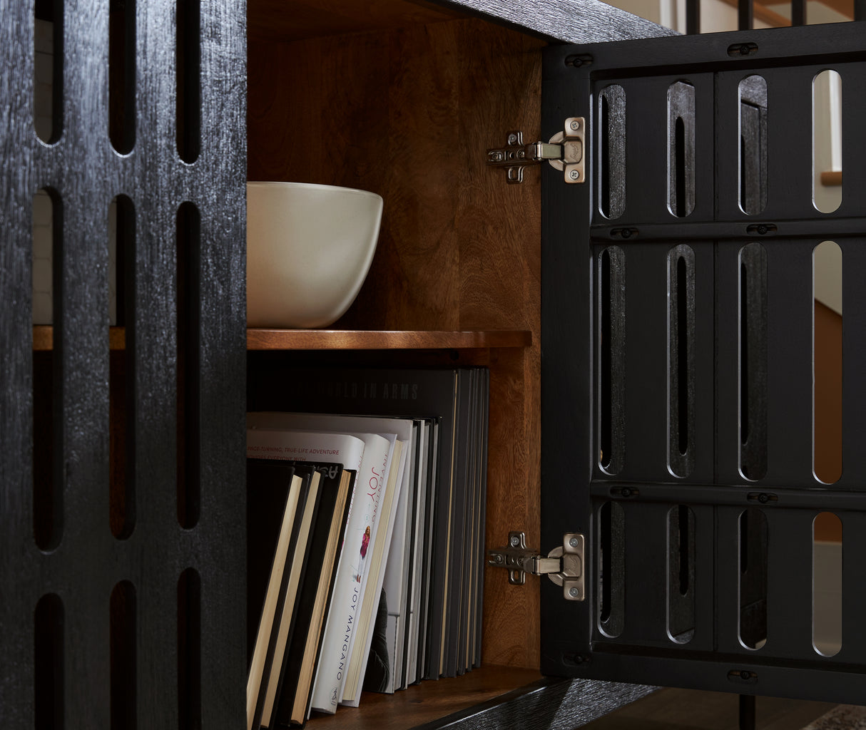 Vallisburg Black/Natural Accent Cabinet from Ashley - Luna Furniture