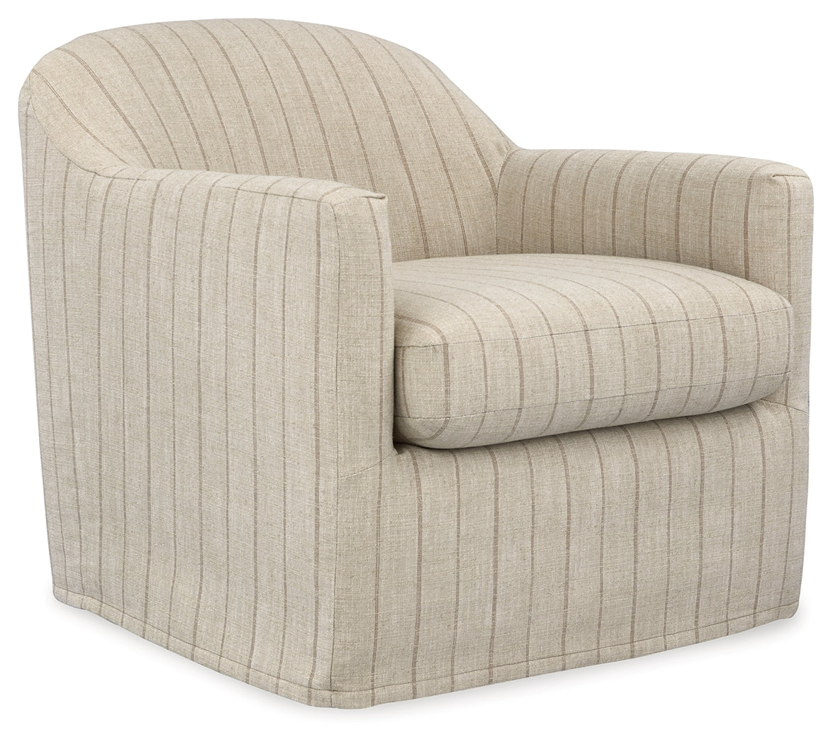 Valwick Cream/Brown Swivel Accent Chair from Ashley - Luna Furniture