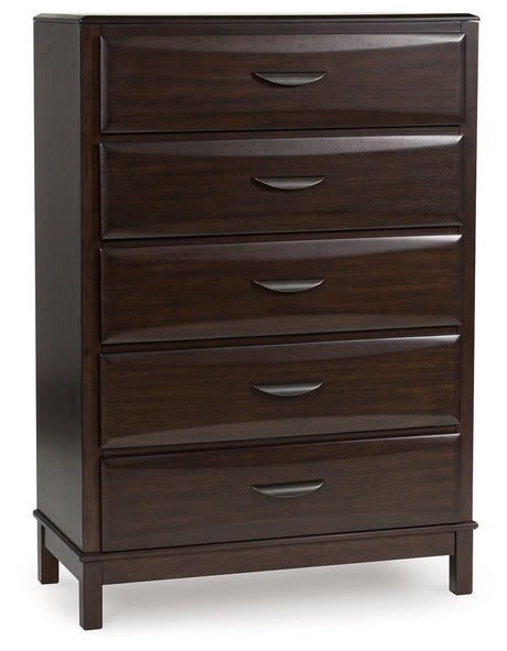 Vanmore Dark Brown Bookcase Storage Platform Bedroom Set from Ashley - Luna Furniture