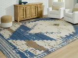 Varnler Blue/Brown/Tan Extra Large Rug from Ashley - Luna Furniture