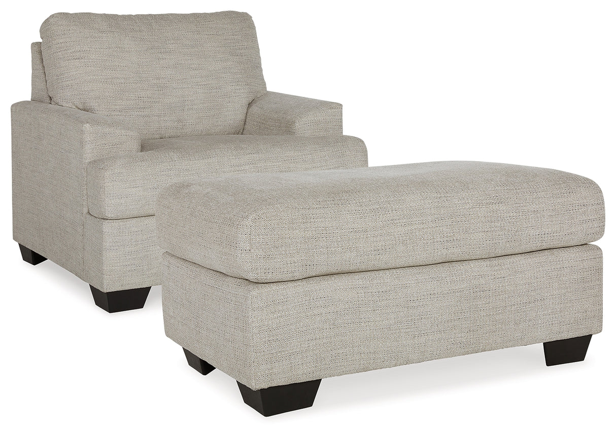 Vayda Chair and Ottoman in Pebble from Ashley - Luna Furniture