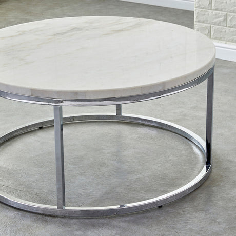 Echo White Marble Top Round Cocktail Table from Steve Silver - Luna Furniture