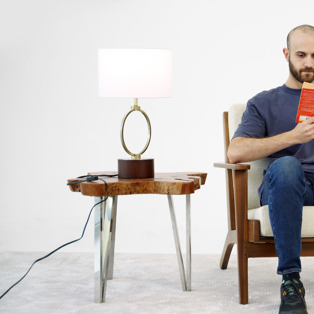 Grid Metal Circular Table Lamp from Ashcroft Furniture - Luna Furniture