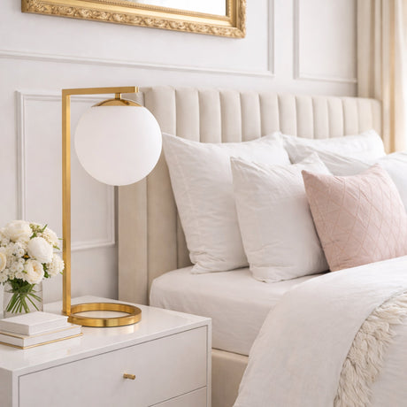 Velvet Globe Table Lamp White Opal Glass with Dimmer Switch Inline from Ashcroft Furniture - Luna Furniture