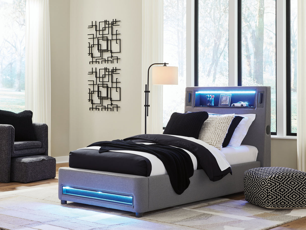 Verishaw Gray Twin Upholstered Bed from Ashley - Luna Furniture