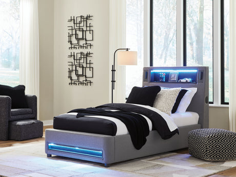 Verishaw Gray Twin Upholstered Bed from Ashley - Luna Furniture