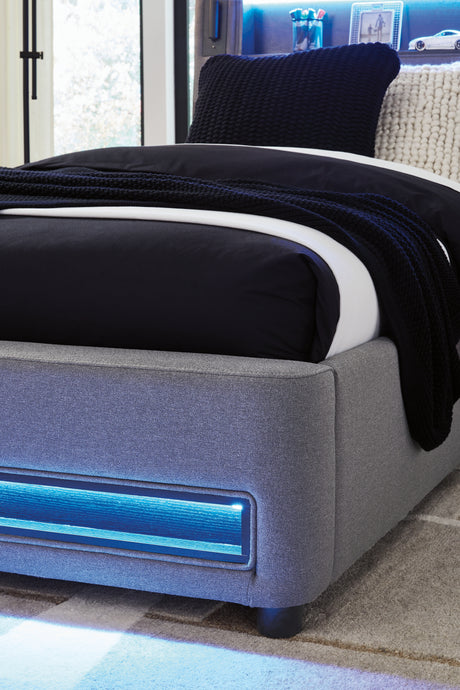 Verishaw Gray Twin Upholstered Bed from Ashley - Luna Furniture