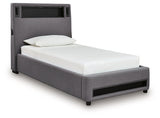 Verishaw Gray Twin Upholstered Bed from Ashley - Luna Furniture