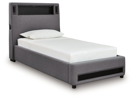 Verishaw Gray Twin Upholstered Bed from Ashley - Luna Furniture