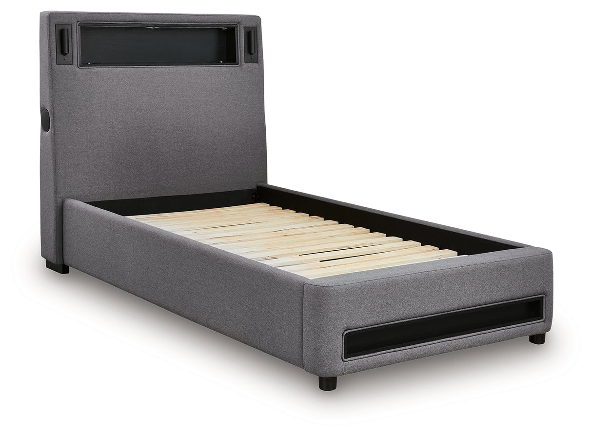 Verishaw Gray Twin Upholstered Bed from Ashley - Luna Furniture
