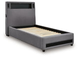 Verishaw Gray Twin Upholstered Bed from Ashley - Luna Furniture