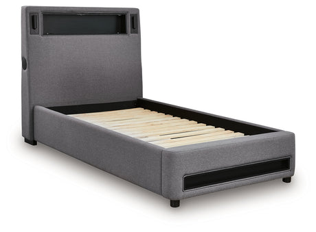 Verishaw Gray Twin Upholstered Bed from Ashley - Luna Furniture
