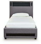 Verishaw Gray Twin Upholstered Bed from Ashley - Luna Furniture