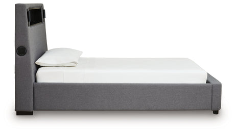 Verishaw Gray Twin Upholstered Bed from Ashley - Luna Furniture