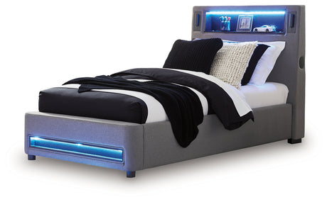 Verishaw Gray Twin Upholstered Bed from Ashley - Luna Furniture