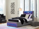 Verishaw Gray Twin Upholstered Bed from Ashley - Luna Furniture