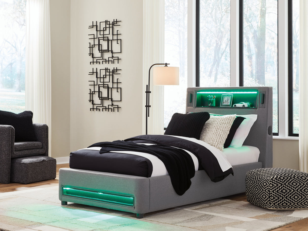 Verishaw Gray Twin Upholstered Bed from Ashley - Luna Furniture