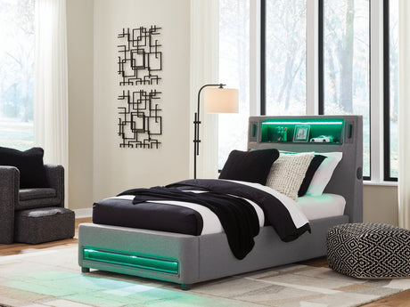 Verishaw Gray Twin Upholstered Bed from Ashley - Luna Furniture